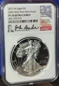 2017 W (2020 WP Hoard) PF70 シルバー イーグル NGC ベイナー - フラッグ ラベル