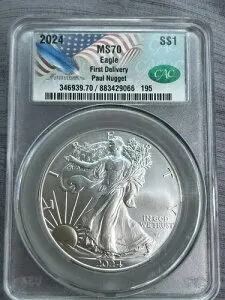 2024年早期リリース シルバーイーグル Ms.70 サイン入り裏面ラベル AA Pac コイン 非常に希少