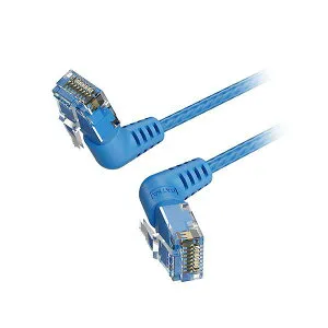 【5本セット】 VENTION Cat.6a LANケーブル 配線 UTP 直角コネクタ 360°スイングタイプ ブルー 5m ブルー IB-0378X5 青 高速通信に最適 360度回転可能な直角コネクタ付きの5本セットLANケーブル ブルー色