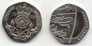 英国20ペンス硬貨ロット ? 6枚 (1991年、2002年、2003年、2005年、2014年×2枚) ? 英国