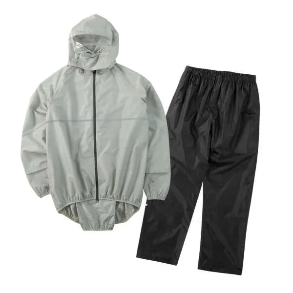 大きいサイズ メンズ THE ROOTS リュックイン レインスーツ DX ライトグレー×ブラック 1276-6200-1 3L 4L 5L 6L 7L 8L