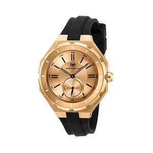 テクノマリーン 腕時計 ウォッチ 時計 レディース 女性用 Technomarine Women's Cruise Sea Lady Stainless Steel Quartz Watch with Silicone Strap, Black, 17 (Model: TM-118007)