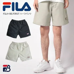 FILA フィラ FILA×BE:FIRST コラボ ハーフパンツ メンズ スポーツ ランニング ジム フェス ライブ シンプル スポーティー ポケット ブランドロゴ 軽量 刺繍 速乾 撥水 人気 ウエストゴム ジッパー