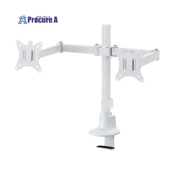 SANWA モニターアーム ディスプレイアーム 2画面左右 デュアルモニター 薄型クランプ 耐荷重各9kg 32インチまで対応 ホワイト ■▼716-2846 CR-LAC216W 1個