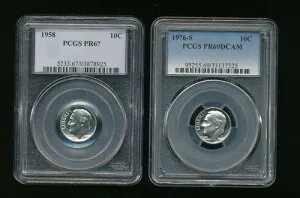 2 - PCGS認定10セントプルーフダイム1958 PR67、1976-S PR69DCAM z