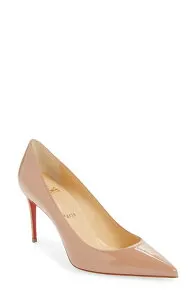 クリスチャン・ルブタン レディース シューズ パンプス レザー Christian Louboutin Kate Pointed Toe Patent Leather Pumpk1a Nude