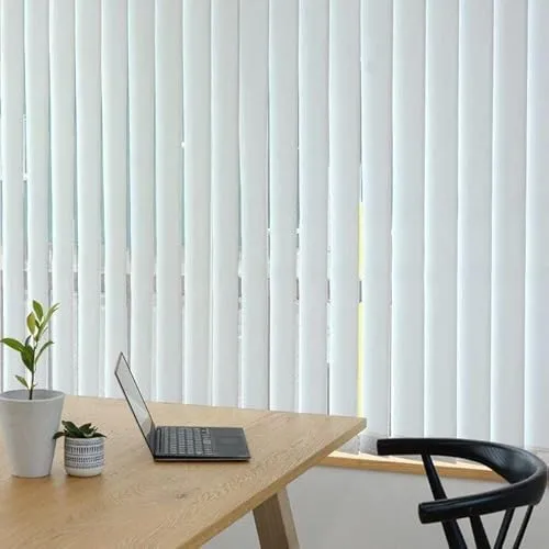 イージーブラインド バーチカルブラインド 縦型ブラインド【幅199cm x 高さ（長さ）195cm】 遮光ルーバー ホワイト サイズを選べる カーテンレール取付可能