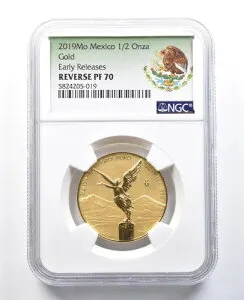 2019 Mo Mexico 1/2 Onza Gold Libertad Early Releases Reverse PF70 NGC *8242