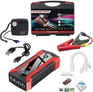 ジャンプスターター 12v 車用 ジャンプスターター 車用 ハイブリッド車対応ジャンプスターター 空気入れ 3-in-1モバイル電源 SOSライト 車用非常電源 大容量 全種類のガソリン 車6L 10.0Lディー