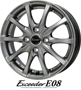【アルミホイール単品4本価格】【12インチ】【HOT STUFF EXCEEDER E08】（エクシーダE08）【12X3.50B 4穴 PCD：100】【軽トラック全般】表示は4本価格です