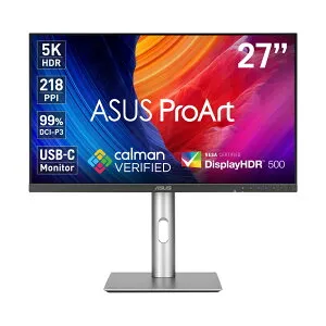ASUS｜エイスース クリエイター液晶ディスプレイ(27型/IPS/5K 5120×2880/60Hz/5ms/HDR10/HDMI/DP/USB Type-C/VESA/PIP・PBP対応/3年保証)(シルバー) ProArtシリーズ PA27JCV