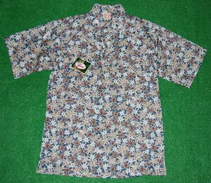 アロハシャツ メンズ 半袖 レディース GO BAREFOOT（ゴーベアフット）GB014 ネイビー 花柄 おしゃれ 人気 プレゼント 大きいサイズ コットン100％ レギュラー襟 裏地仕様 フルオープン 送料無料