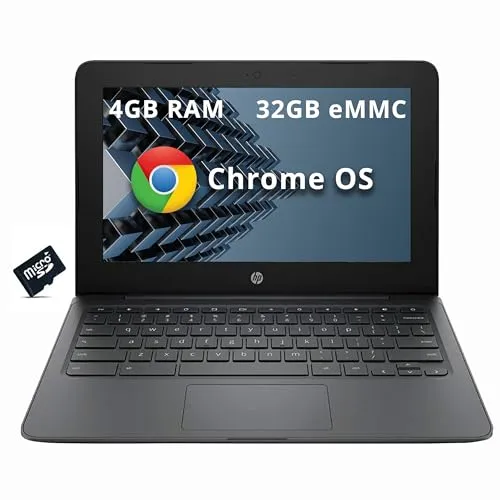 HP 2022 11.6インチ HD ディスプレイ Chromebook ノートパソコン Intel Celeron プロセッサー N3350 4GB RAM 32GB eMMC Intel HD Graphics 500 HD ウェブカメラ HDオーディ