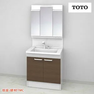 TOTO 洗面化粧台 Vシリーズ W750 三面鏡 H1900 2枚扉 扉カラー選択 エコミラー なし LDPB075BAGEN2(B/C/E/F)-LMPB075A3GDG1G 送料無料 メーカー直送