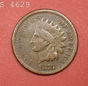 1875年インディアンヘッドセント「F/VF」*2点目以降は送料無料*