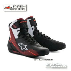 ☆【あす楽対応】正規品 FASTER-4 SHOES 《1299 - BLACK WHITE DARK RED》【ALPINESTARS】アルパインスターズ イタリア取り寄せ イタリア 直輸入 ファスター4 靴 ライディングシューズ 2510425【バイク用