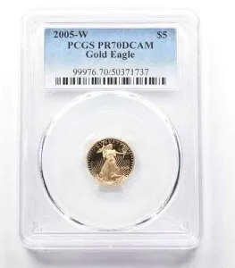 2005-W 5ドル アメリカン ゴールド イーグル - 1/10オンス ゴールド PR70 DCAM PCGS