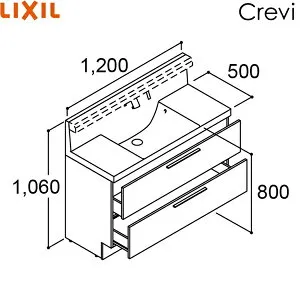 RBFH-1205JY-A/ハイグレード リクシル LIXIL/INAX クレヴィ 化粧台本体のみ 奥行500タイプ 間口1200 フルスライドタイプ タッチレス水栓 送料無料[]