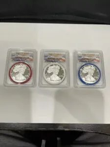2017-W シルバーイーグルセット PCGS PR70DCAM ファーストストライク レッド、ホワイトブルーガスケット