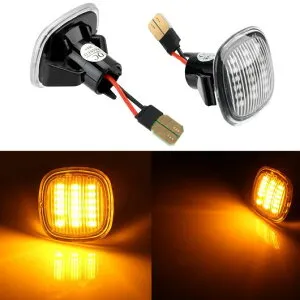 適用: アウディ/AUDI A3 8L 1997-2003 A4 8D 1994-2001 ダイナミック アンバー LED フロント サイド マーカー ライト パワード BY 18-SMD LED クリア レンズ・スモーク レンズ AL-JJ-5907 AL Car parts