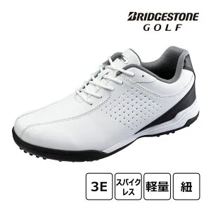 ブリヂストン ゴルフシューズ メンズ フィットトレッド SHTS3S WK 白×黒 3E スパイクレス 紐 軽量 ツアーステージ BRIDGESTONE GOLF TOURSTAGE