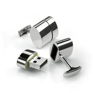 カフスリング フラッシュメモリ Polished Oval WiFi/2GB USB Cufflinks
