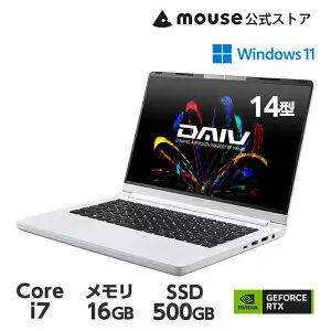 【エントリーと合わせてP12倍★4/24 20時～】ノートパソコン Office付き 新品 DAIV R4-I7G50WT-B クリエイターPC 14型 フルHD 液晶 Core i7-13620H 16GB メモリ 500GB M.2 SSDGeForce RTX4050 mouse マウスコンピューター