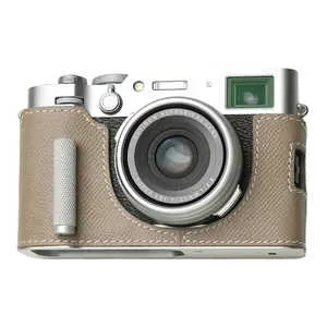 MR.STONE 富士フィルム X100VI用 本革ケース クラシック メタルグリップ付 ベージュ PTBD011