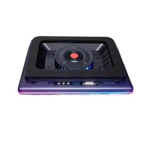 V12 RGB ゲーミング ノートパソコン クーラー 5.5 インチ強力タービンファン付き、15.6-21 インチ、速度調整可能、タッチコントロール、LCD スクリーン(No RGB lighting AU)