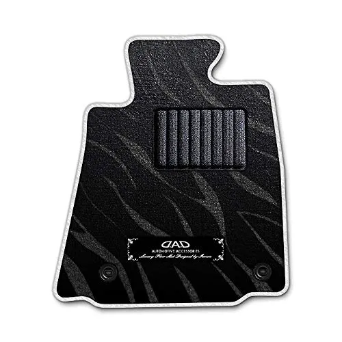 DAD ギャルソン D.A.D エグゼクティブ フロアマット SUZUKI (スズキ) Kei 型式: HN11S/21S/22S 1台分 GARSON プレステージデザインブラック/オーバーロック(ふちどり)カラー : ホワイト/刺繍 : シルバー/ヒー