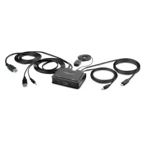 StarTech.com C2-H46-UAC-CBL-KVM KVMスイッチ/2ポート/シングルモニター/4K60HzHDMI/ハイブリッド接続(USB-A/HDMIUSB-CDPAltモード)/ケーブル一体型