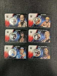 WWEレジェンドのカラー9グラムシルバー金メッキカード。限定発行枚数49999枚。