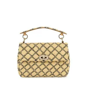 Valentino Garavani ヴァレンティノ レディース ハンドバッグ・ショルダーバッグ 4W0B0122MHFZM1 Raffia Rockstud handbag Beige o Tan onesize 【送料無料・関税込】