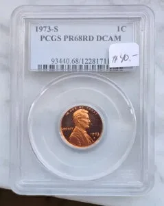 1973年 Sプルーフ リンカーンセント PCGS PR68RD DCAM
