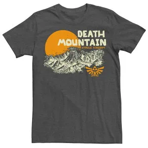 アニメキャラクター メンズ トップス Tシャツ Licensed Character Men's Nintendo Legend Of Zelda Hyrule Death Mountain Scenery Tee Charcoal Heather チャコール