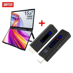 WINTEN デュアルモニター 15.6インチ 2画面【ワイヤレスHDMI セット】ゲーミング モニター 1080P 高画質 フルHD ディスプレイ PC ゲーム モバイルモニター パソコンモニター 1年保証 非光沢 PS5 iPhone1