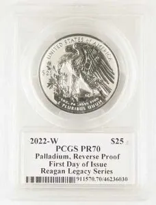 2018 W $25 イーグル 1オンス パラジウム イーグル プルーフコイン PCGS PR70 PF70 DCAM FDOI レーガン