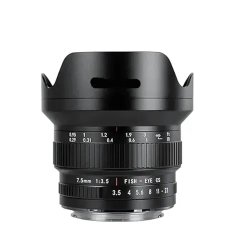 互換性がありますNikon Fと互換性互換性がありますCanon EOSと互換性あり - 7.5mm F3.5 APS-C魚眼レンズ、マニュアルフォーカス広角D7100/600D/90Dなど用(F)
