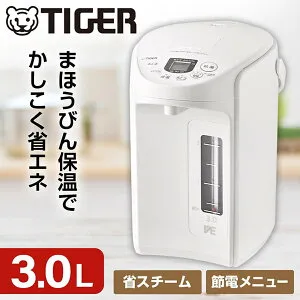 PIQ-G300WC TIGER クールホワイト とく子さん [VE電気まほうびん (3.0L)]