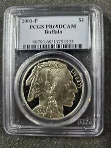 ?? 2001-P バッファロー シルバー 記念 $1 ドル プルーフ コイン PCGS PR69 PF69 DCAM