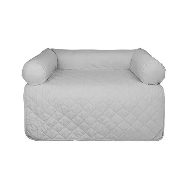 E-Living Store Pet Furniture Protector Non-Slip Water-Resistant Cover for Dogs and Cats with 3-Sided Bolster Soft Fabric - Medium,Gray