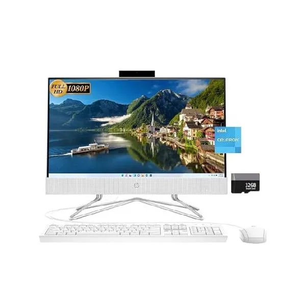 HP 22オールインワンデスクトップ、21.5インチFHDディスプレイ、Intel Celeron J4025プロセッサ、4GB DDR4 RAM、128GB PCIe SSD、ウェブカメラ、Wi-Fi_並行輸入