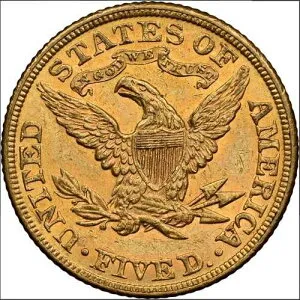 1889 NGC MS61 ?? 7,520枚鋳造 ?? $4,500 PCGS PG ? 素晴らしい色 ? $5 ハーフイーグル