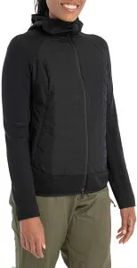 アイスブレーカー レディース アウター パーカー・スウェット icebreaker Women's Merino Quantum Hybrid Long Sleeve Full-Zip Hoodie Black ブラック