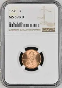 1998 1C RD リンカーン記念館 1セント NGC MS69RD 6613710-006