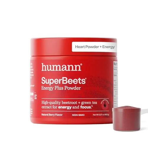 HumanN SuperBeets Energy Plus with Grape Seed Extract - Includes Beet Root Powder, Green Tea Extract, Caffeine, Vitamin C - Non-
