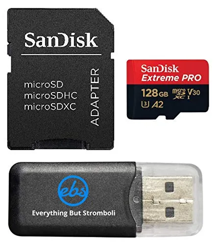 SanDisk UHS-I MicroSDXC 128GB Extreme Proカード GoPro Hero (2024) およびHero 13アクションカメラ SDSQXCD-128G-GN6MAに対応 - Stromboli MicroSDXCリーダ