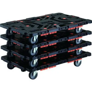 ■TRUSCO 連結式樹脂製平台車 ビートル 900X600 自在5輪 コボレ止めセット付 まとめ買い4台〔品番:BT900KJ5E100M4〕【2063378:0】[直送DS][店頭受取不可]