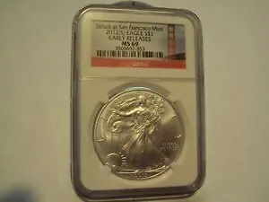 2012 (s) シルバー イーグル NGC ms 69 ブリッジ ラベルがサンフランシスコで打たれる