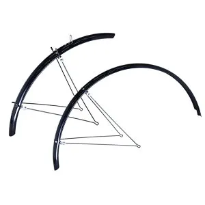 (取付専用・工賃込)RITEWAY ライトウェイ ダブルステー クロスバイクフルフェンダー 泥除け・フェンダー グロスブラック(前後セット)(700C/650B/27.5)